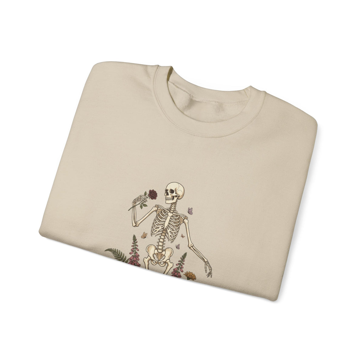 Skeleton with Wildflowers Crewneck | Gothic Botanicals sweatshirt