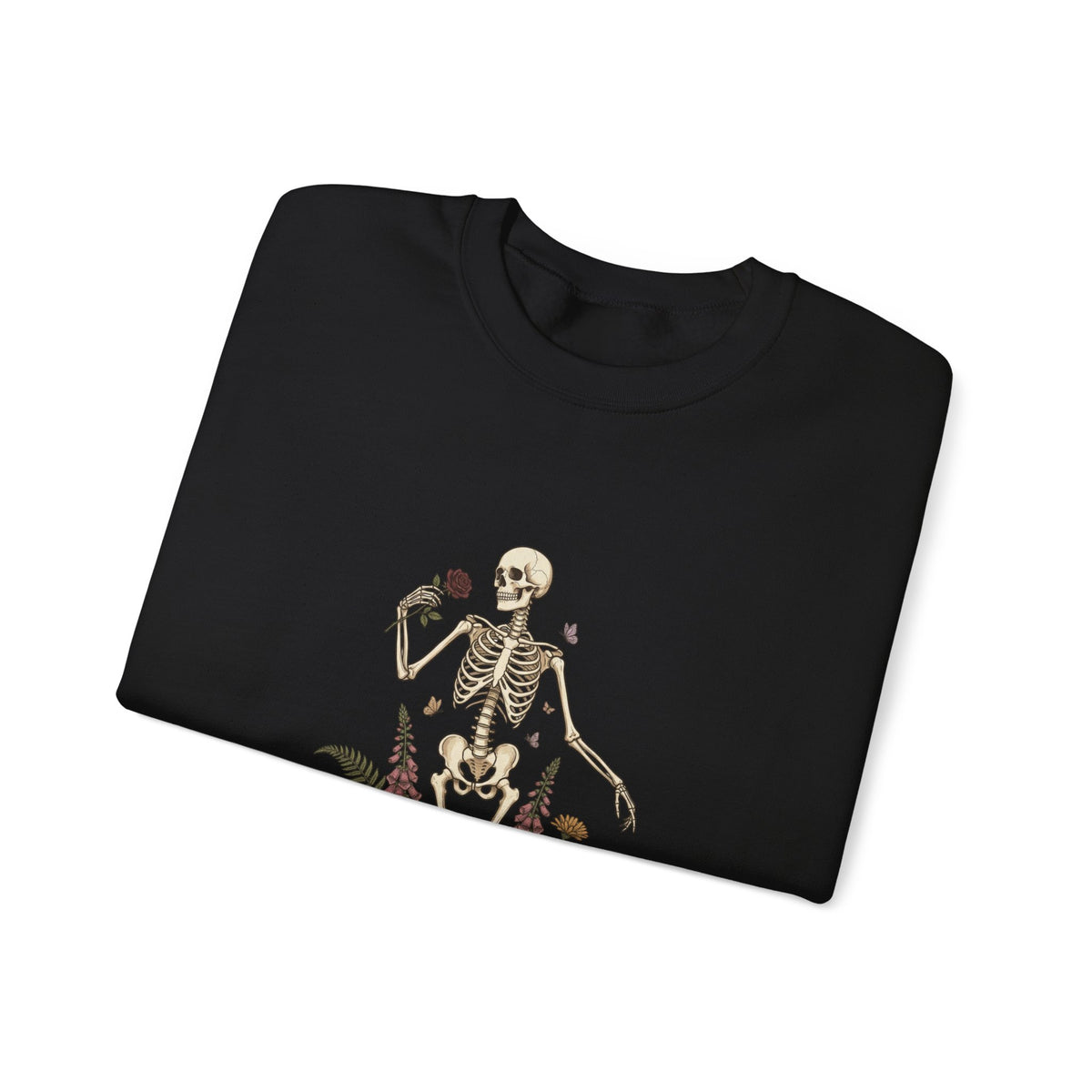 Skeleton with Wildflowers Crewneck | Gothic Botanicals sweatshirt
