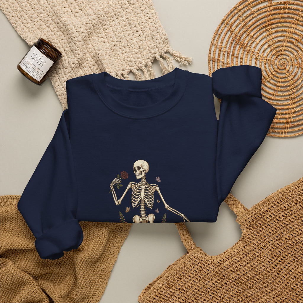 Skeleton with Wildflowers Crewneck | Gothic Botanicals sweatshirt