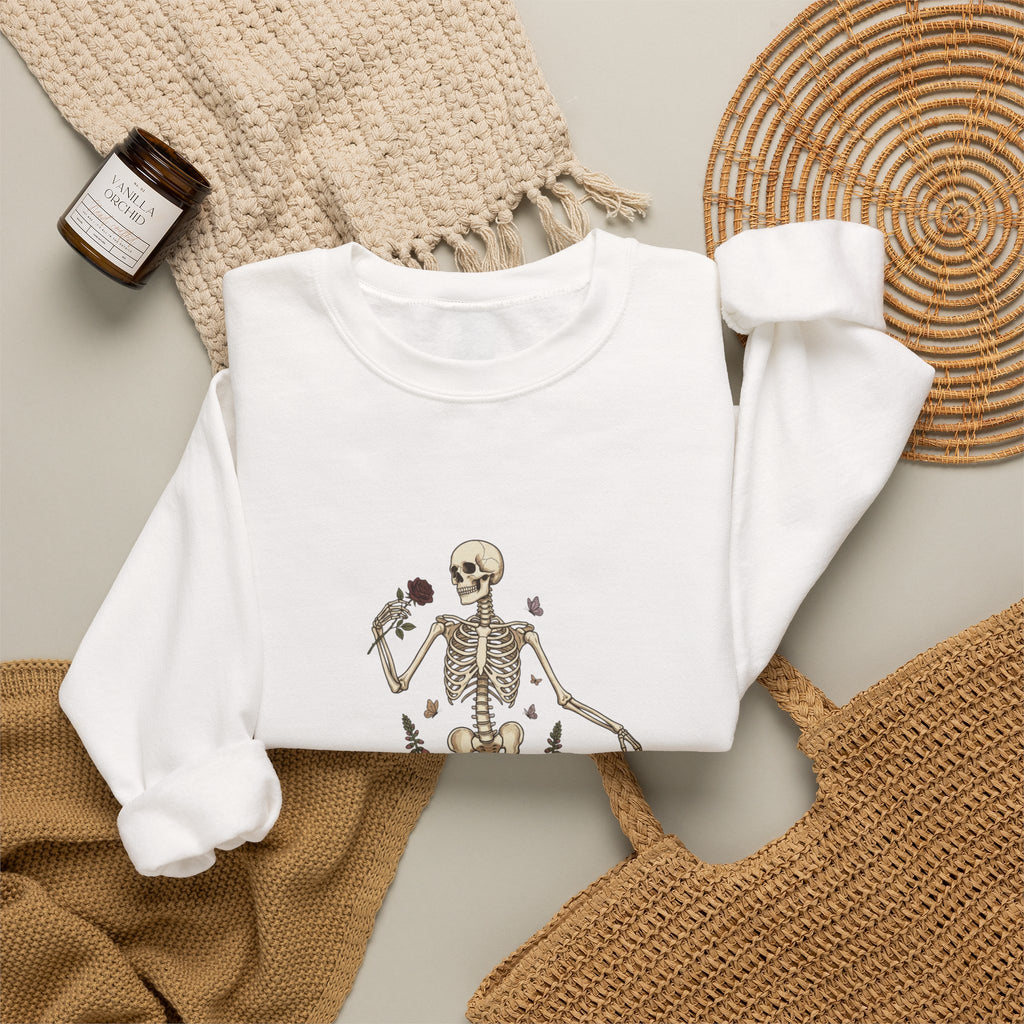 Skeleton with Wildflowers Crewneck | Gothic Botanicals sweatshirt
