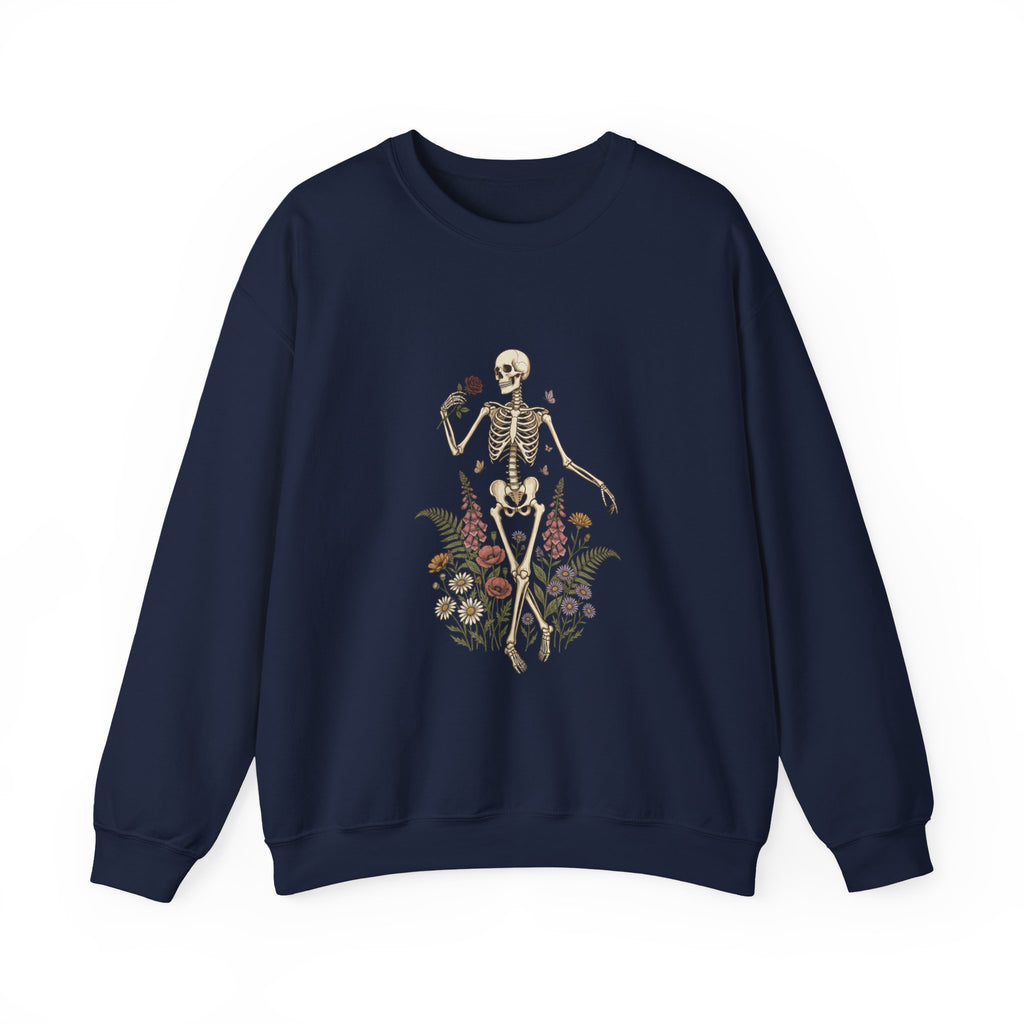 Skeleton with Wildflowers Crewneck | Gothic Botanicals sweatshirt