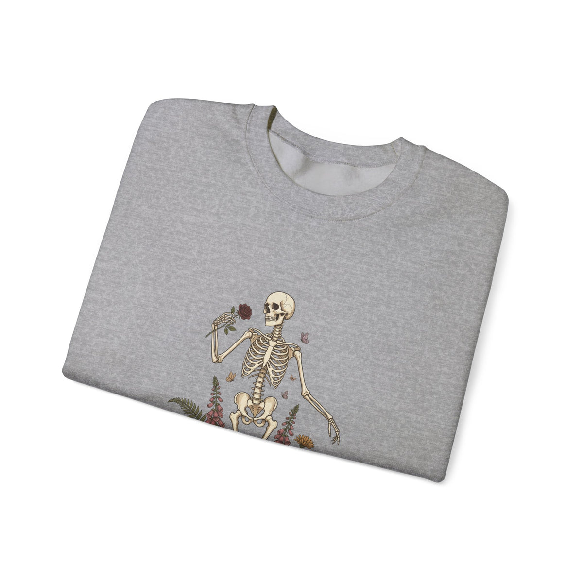 Skeleton with Wildflowers Crewneck | Gothic Botanicals sweatshirt
