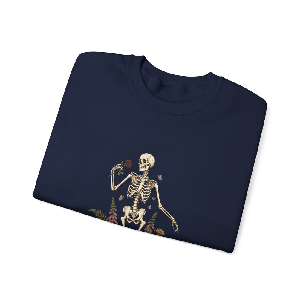 Skeleton with Wildflowers Crewneck | Gothic Botanicals sweatshirt