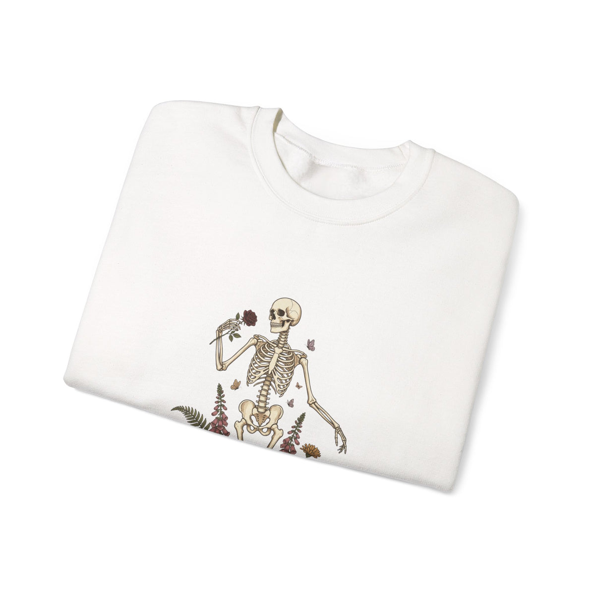 Skeleton with Wildflowers Crewneck | Gothic Botanicals sweatshirt